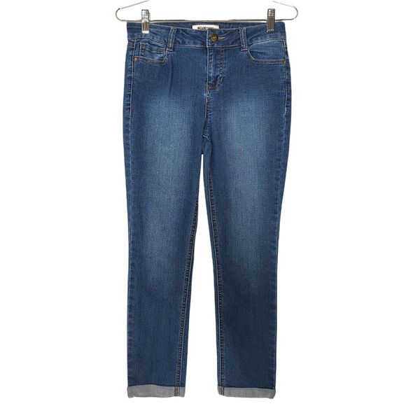 Blue Spice Cropped Jeans Womens Junior Size 5 Cuff Hem Stretch Medium Wash - Picture 1 of 8